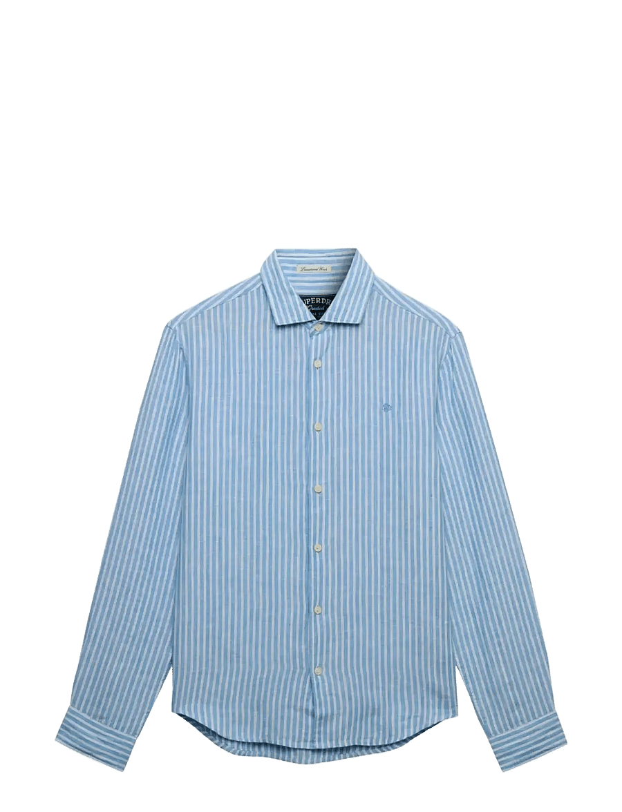 Superdry - RIVIERA L/S LINEN SHIRT - linen shirts - classic blue stripe - 1