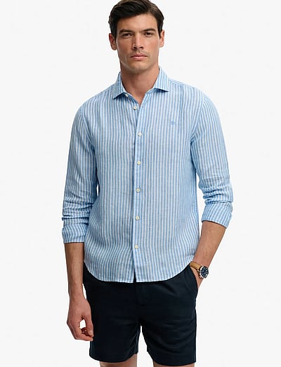 Superdry RIVIERA L/S LINEN SHIRT - Linased särgid - CLASSIC BLUE STRIPE / blue
