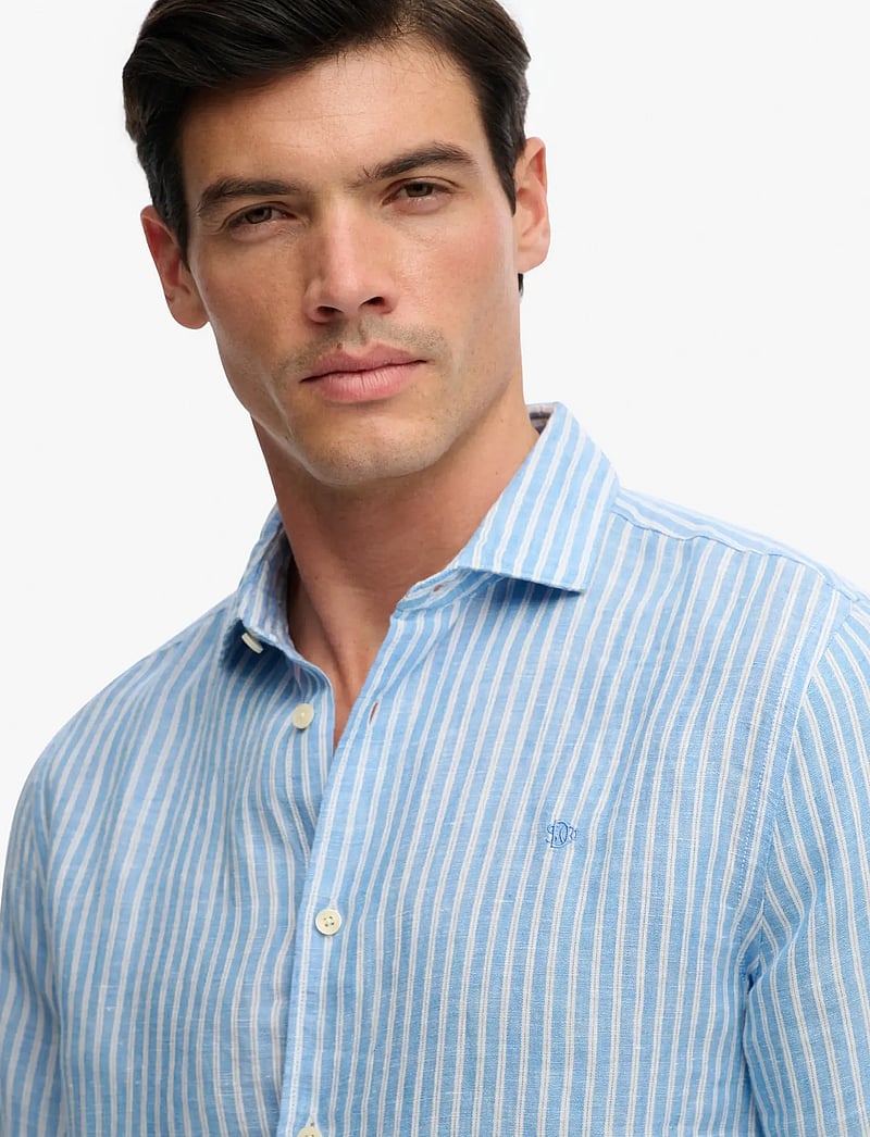 Superdry - RIVIERA L/S LINEN SHIRT - leinenhemden - classic blue stripe - 2