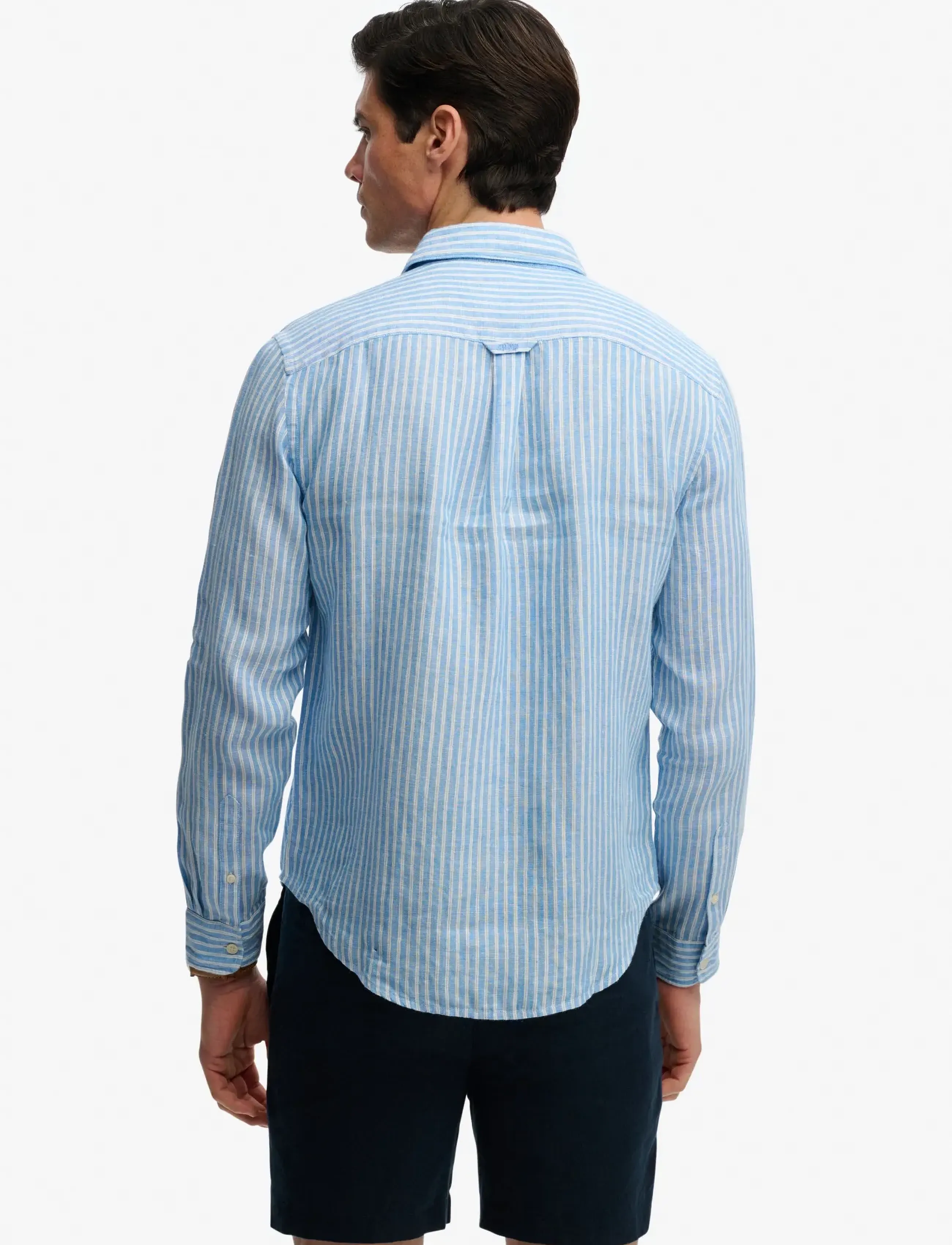 Superdry - RIVIERA L/S LINEN SHIRT - hørskjorter - classic blue stripe - 5