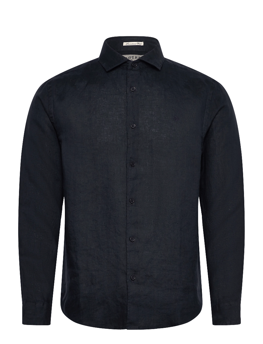 Superdry - RIVIERA L/S LINEN SHIRT - linen shirts - eclipse navy - 1