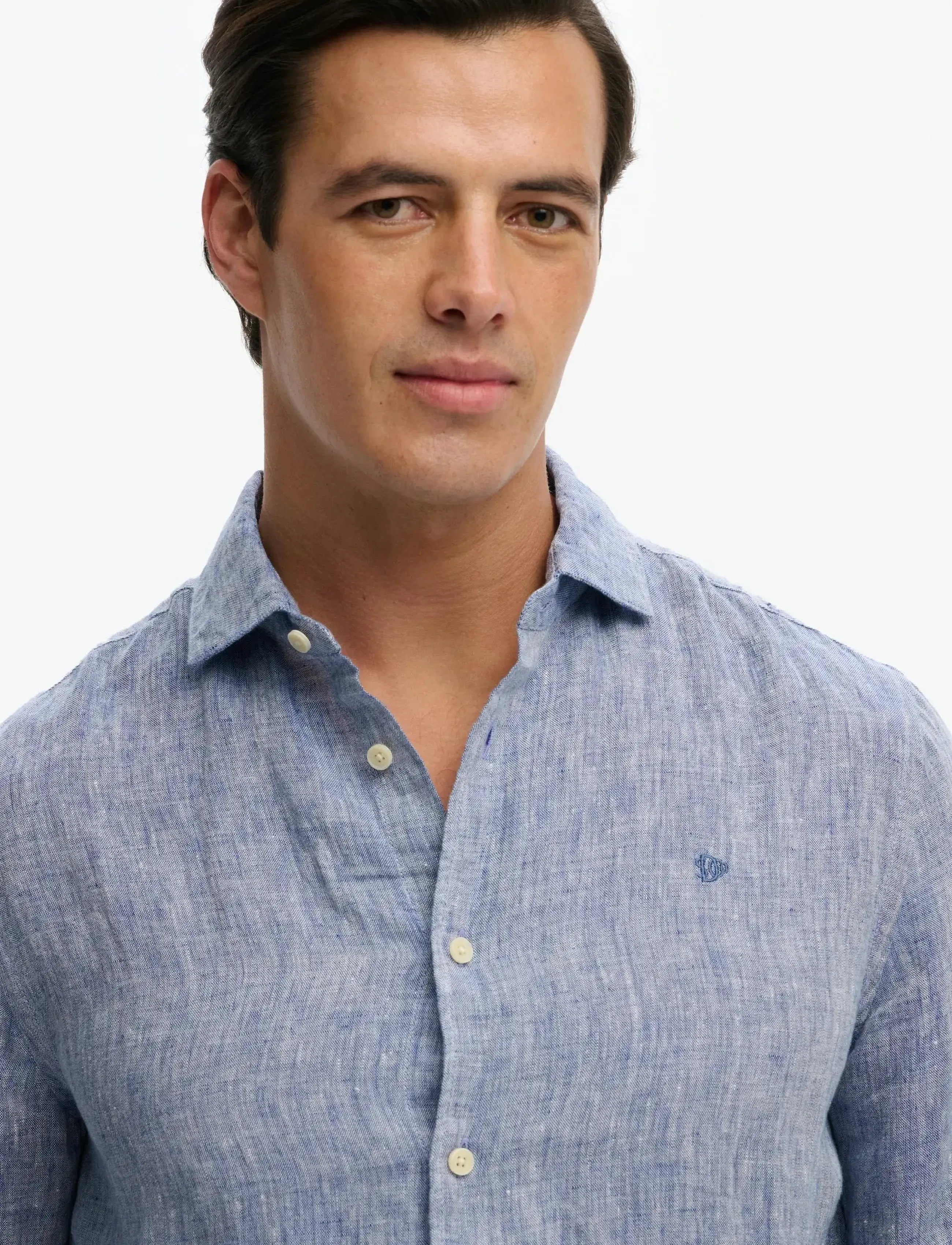 Superdry - RIVIERA L/S LINEN SHIRT - hørskjorter - french blue chambray - 2