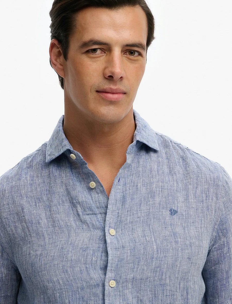 Superdry - RIVIERA L/S LINEN SHIRT - linen shirts - french blue chambray - 2