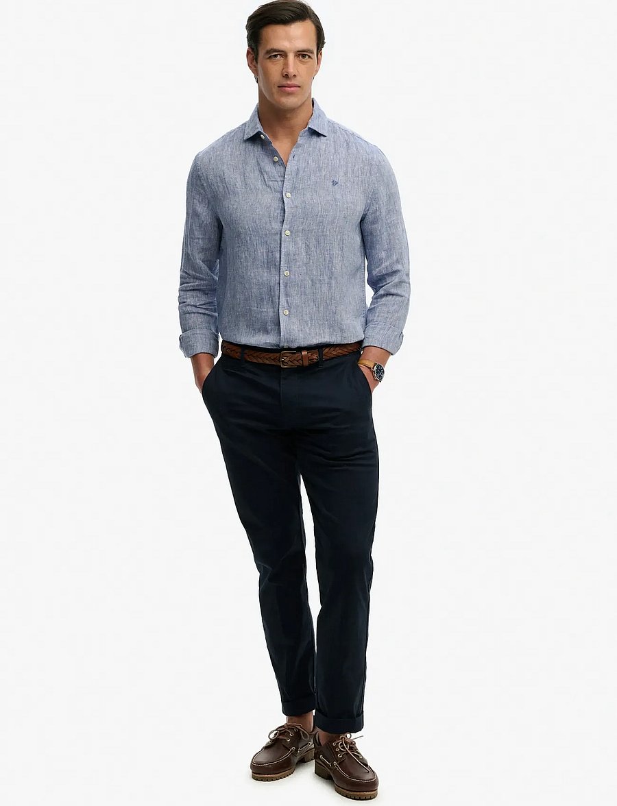 Superdry - RIVIERA L/S LINEN SHIRT - linen shirts - french blue chambray - 4