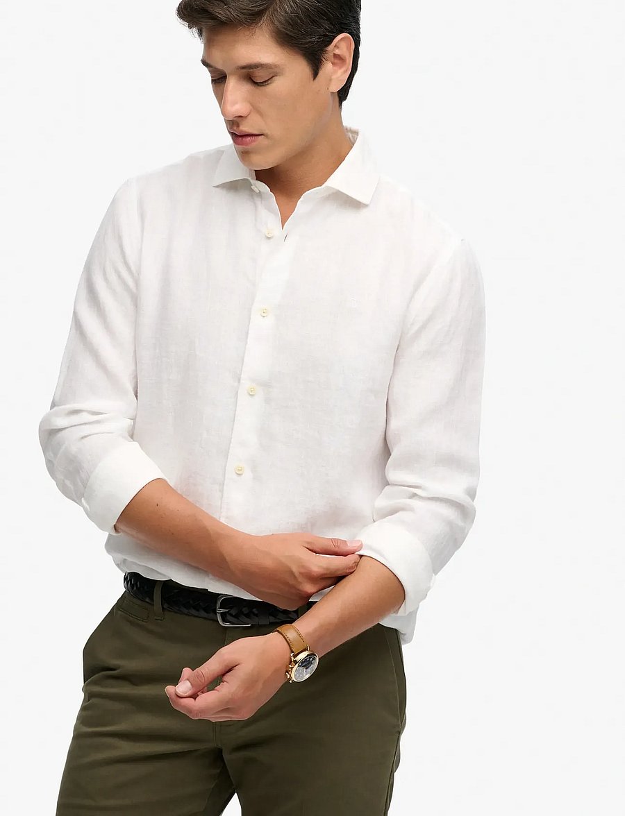 Superdry - RIVIERA L/S LINEN SHIRT - linen shirts - optic - 4