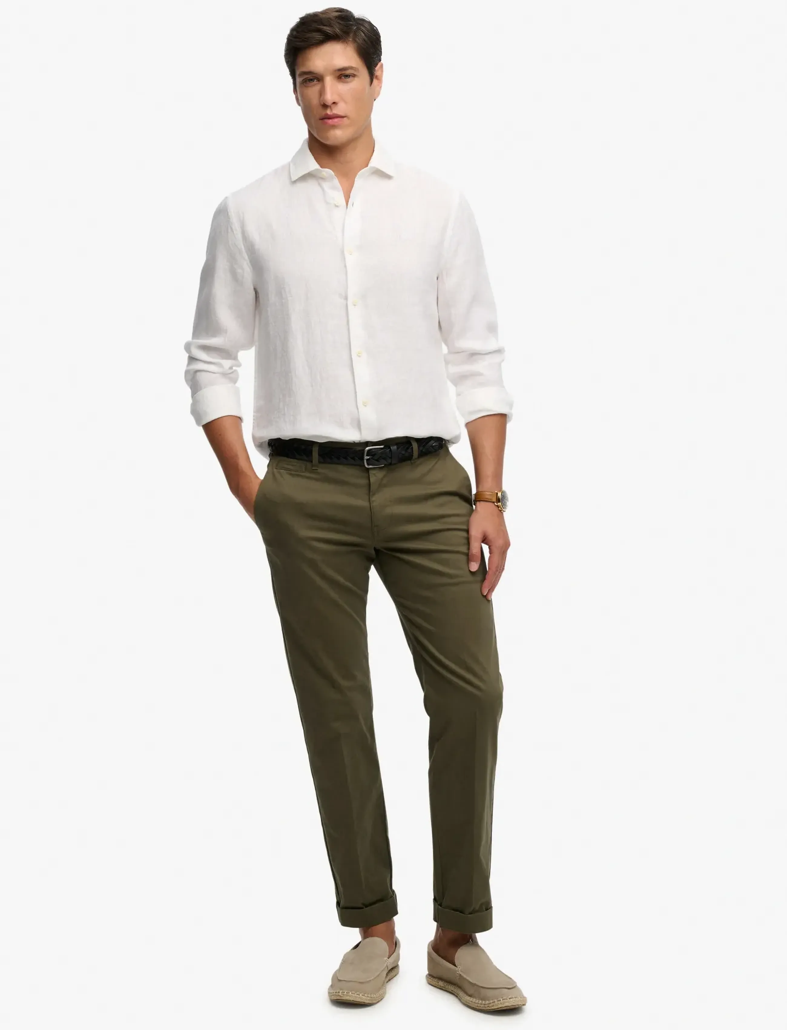 Superdry - RIVIERA L/S LINEN SHIRT - hørskjorter - optic - 5
