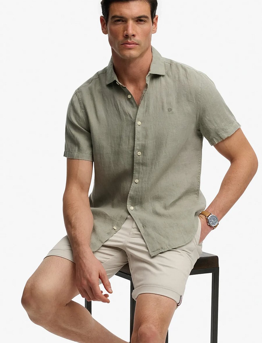 Superdry - RIVIERA S/S LINEN SHIRT - short-sleeved shirts - bay green - 4