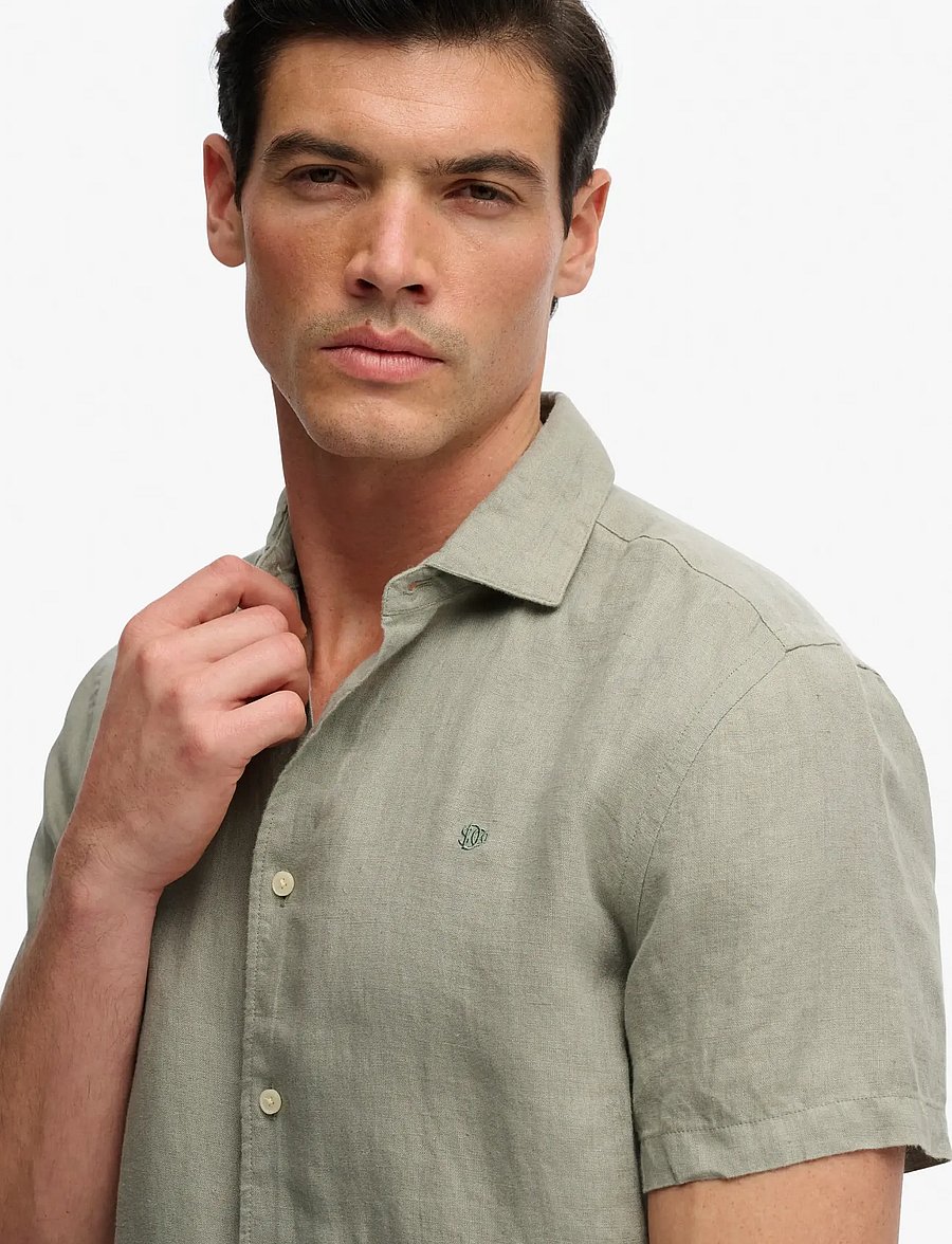 Superdry - RIVIERA S/S LINEN SHIRT - short-sleeved shirts - bay green - 5
