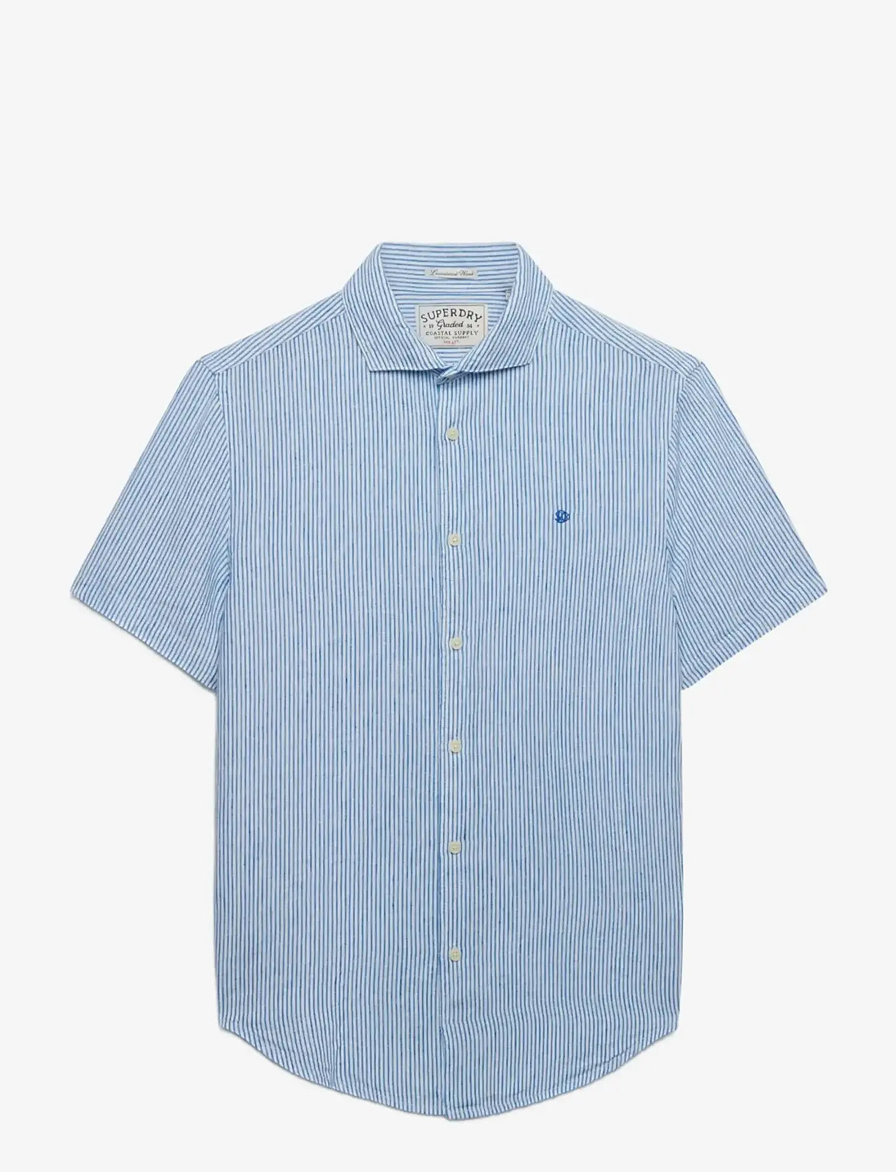 Superdry - RIVIERA S/S LINEN SHIRT - kortærmede skjorter - blue chalk stripe - 1