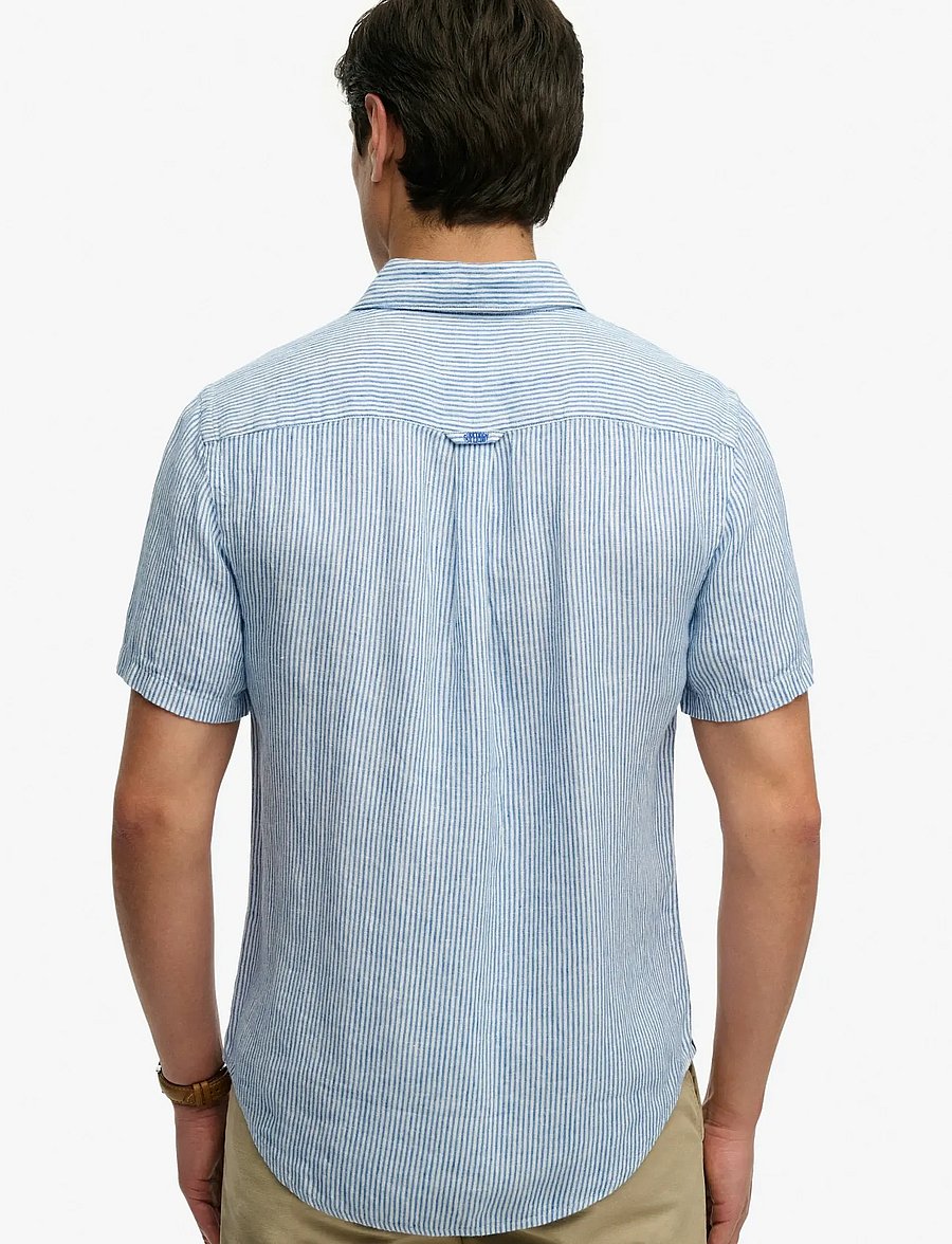 Superdry - RIVIERA S/S LINEN SHIRT - kortærmede skjorter - blue chalk stripe - 2