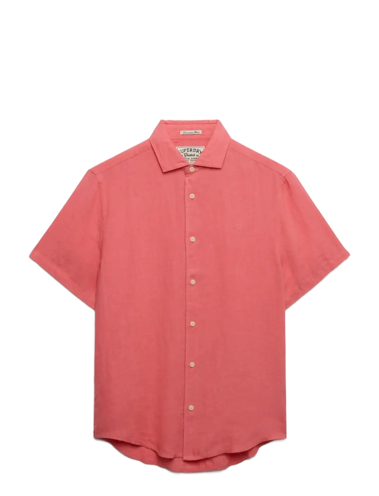 Superdry RIVIERA S/S LINEN SHIRT - Särgid - CORAL / coral