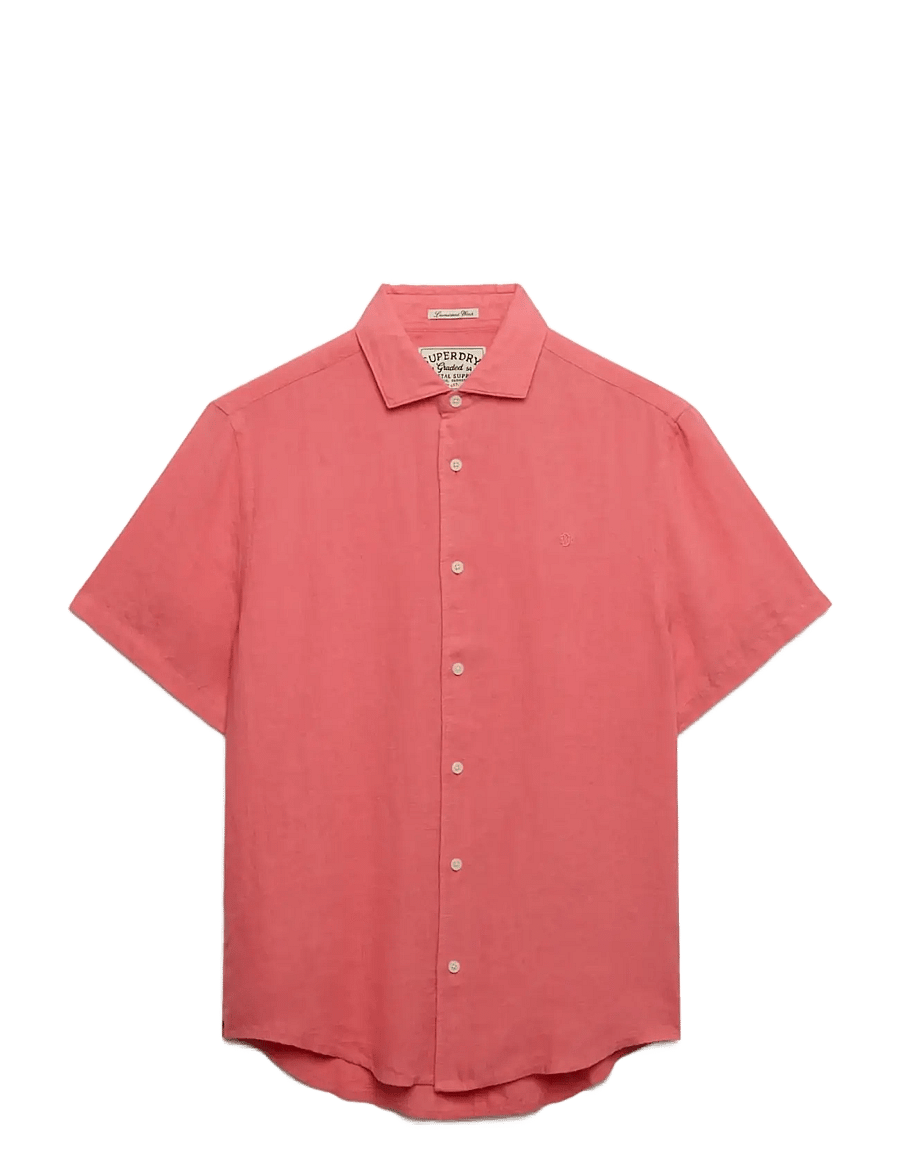 Superdry - RIVIERA S/S LINEN SHIRT - kortærmede skjorter - coral - 1