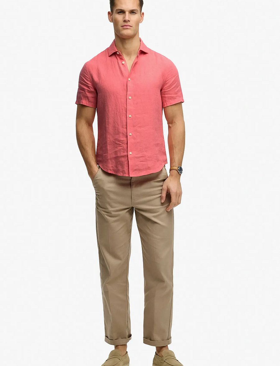 Superdry - RIVIERA S/S LINEN SHIRT - kortærmede skjorter - coral - 3