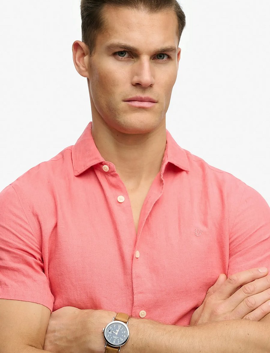 Superdry - RIVIERA S/S LINEN SHIRT - kortærmede skjorter - coral - 5