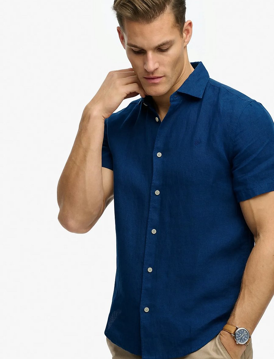 Superdry - RIVIERA S/S LINEN SHIRT - kortærmede skjorter - french blue - 4