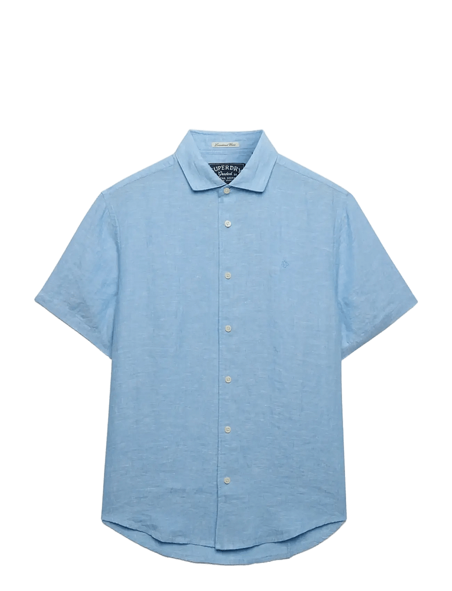 Superdry - RIVIERA S/S LINEN SHIRT - kurzarmhemden - sky blue chambray - 1
