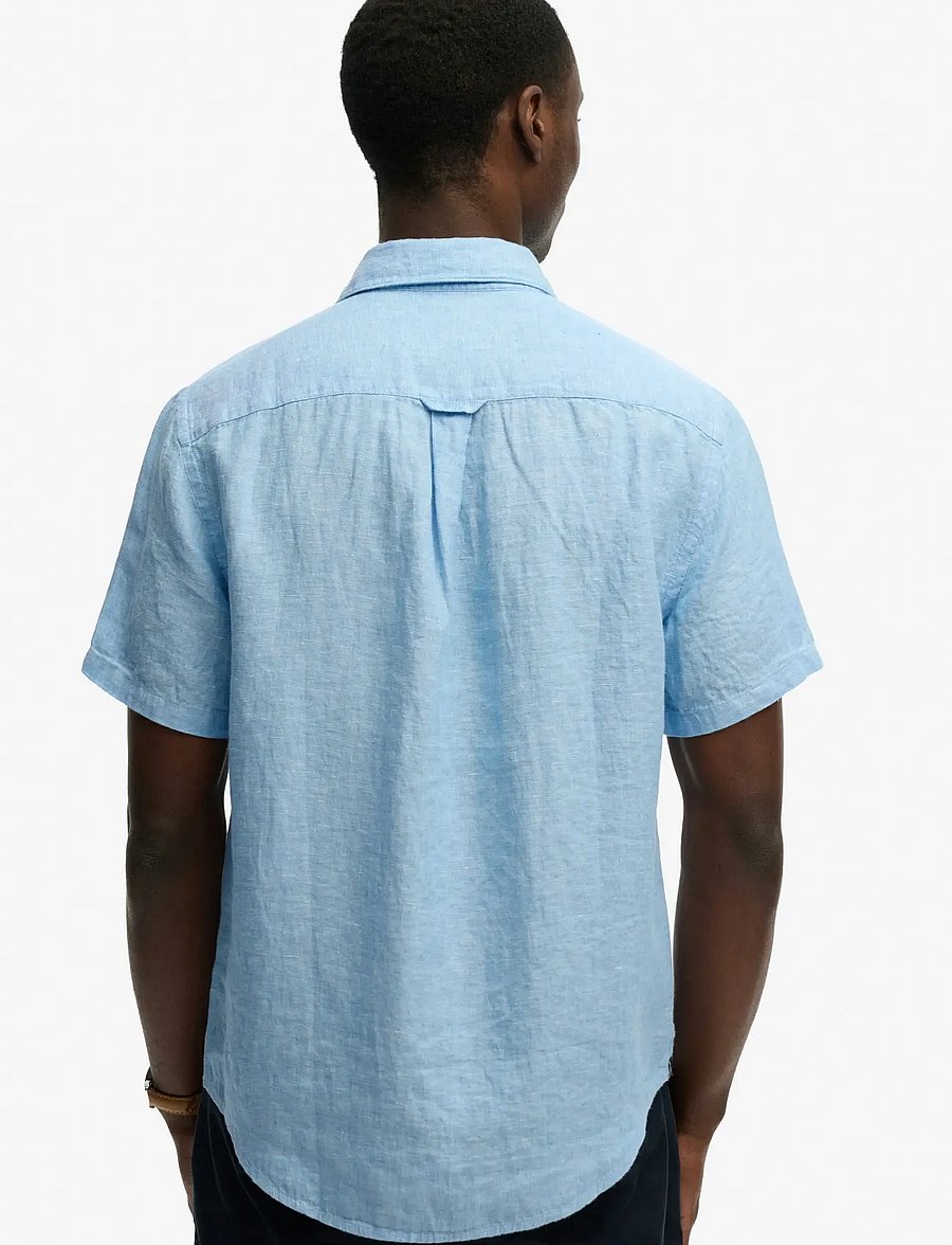 Superdry - RIVIERA S/S LINEN SHIRT - kurzarmhemden - sky blue chambray - 2