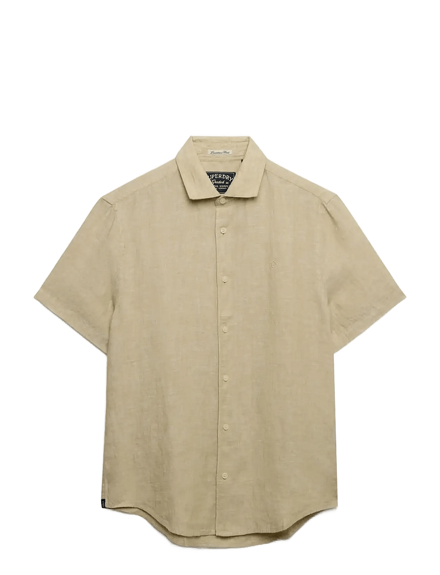 Superdry - RIVIERA S/S LINEN SHIRT - kortärmade skjortor - tan chambray - 1