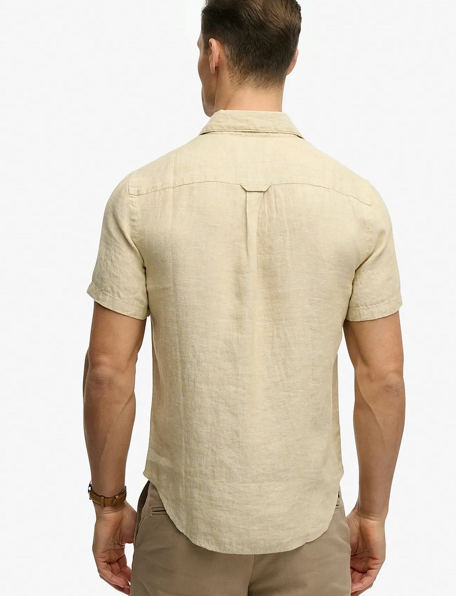 Superdry - RIVIERA S/S LINEN SHIRT - kortärmade skjortor - tan chambray - 2