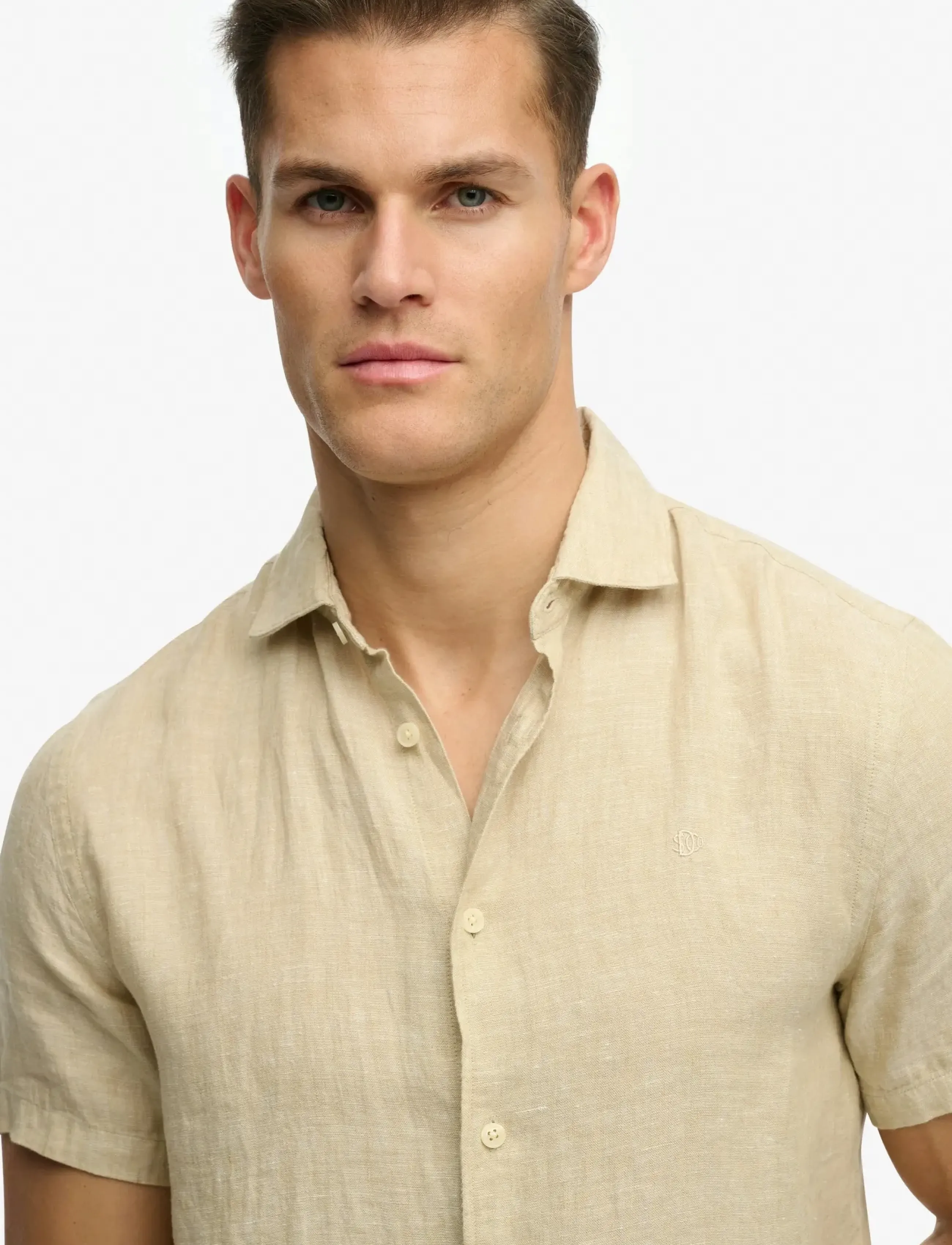 Superdry - RIVIERA S/S LINEN SHIRT - kortærmede skjorter - tan chambray - 5