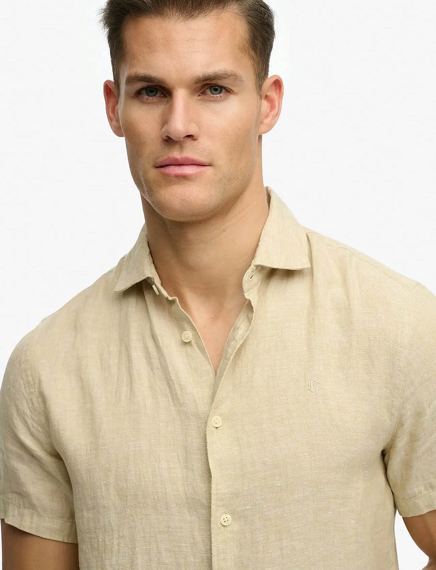 Superdry - RIVIERA S/S LINEN SHIRT - kortärmade skjortor - tan chambray - 5