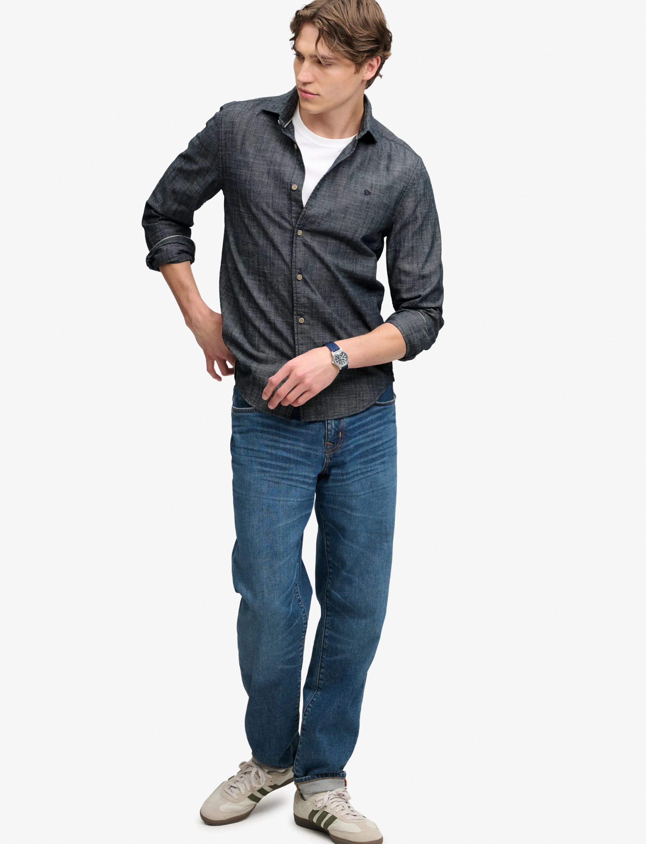 Superdry - ESSENTIALS CHAMBRAY L/S SHIRT - casual shirts - rinse indigo - 5