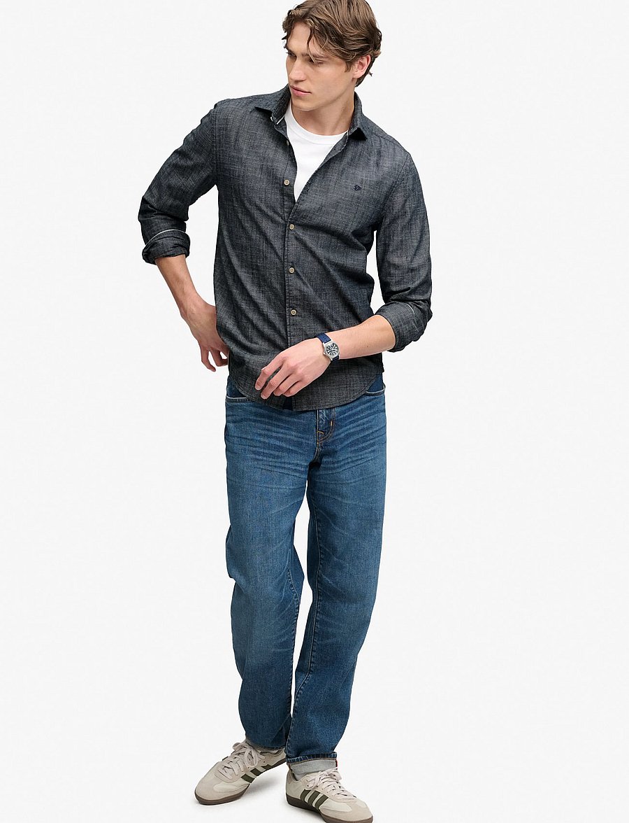 Superdry - ESSENTIALS CHAMBRAY L/S SHIRT - casual shirts - rinse indigo - 5