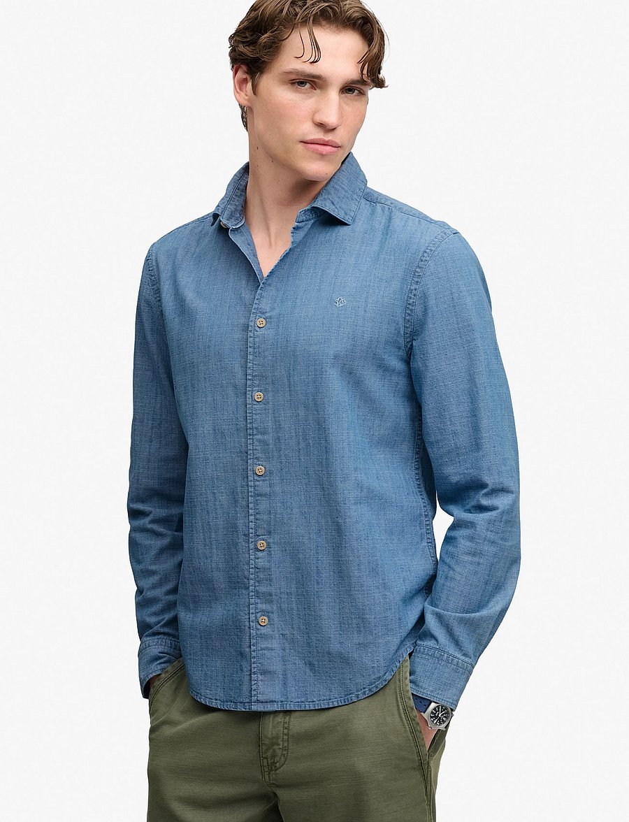 Superdry - ESSENTIALS CHAMBRAY L/S SHIRT - washed indigo - 0