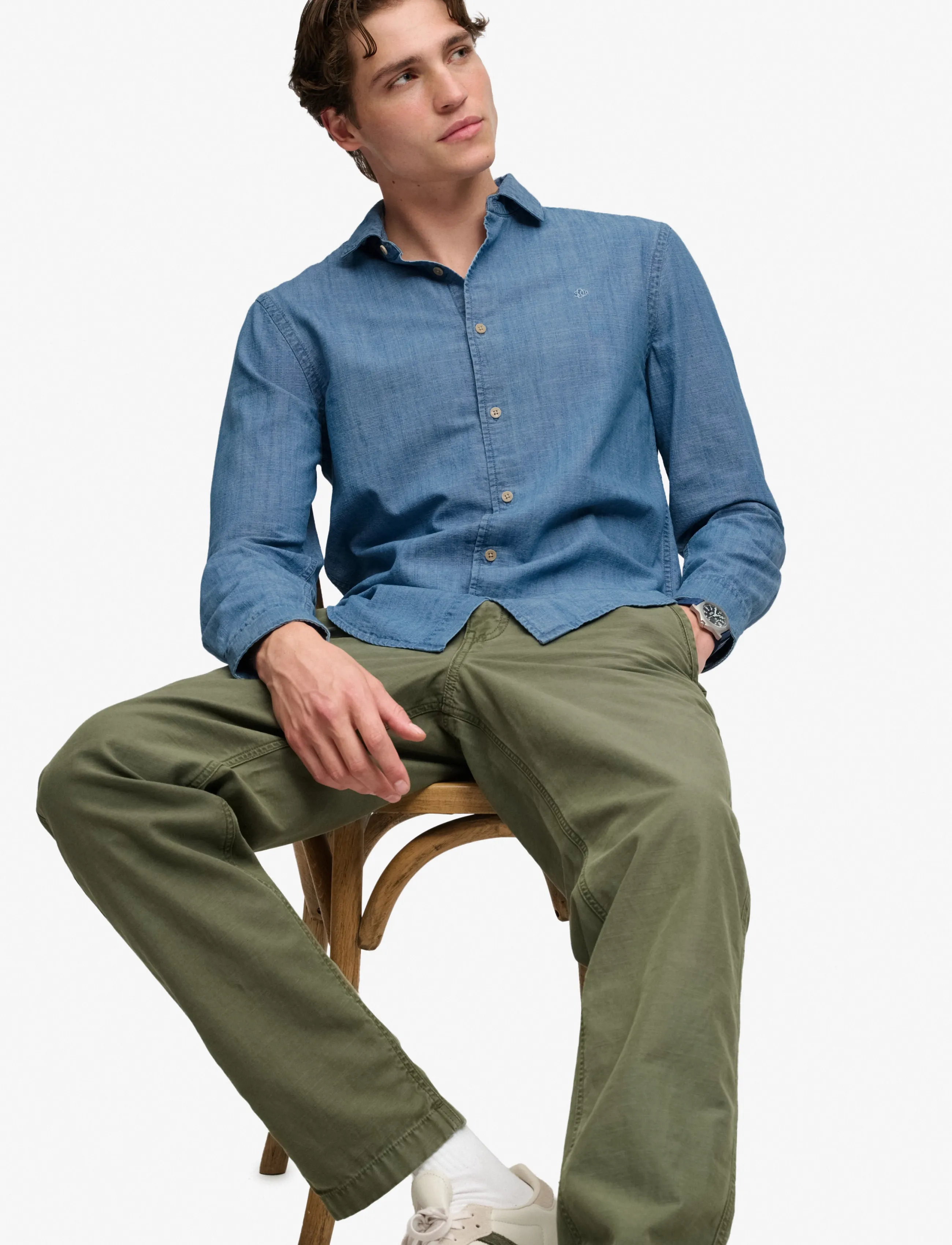 Superdry - ESSENTIALS CHAMBRAY L/S SHIRT - washed indigo - 4