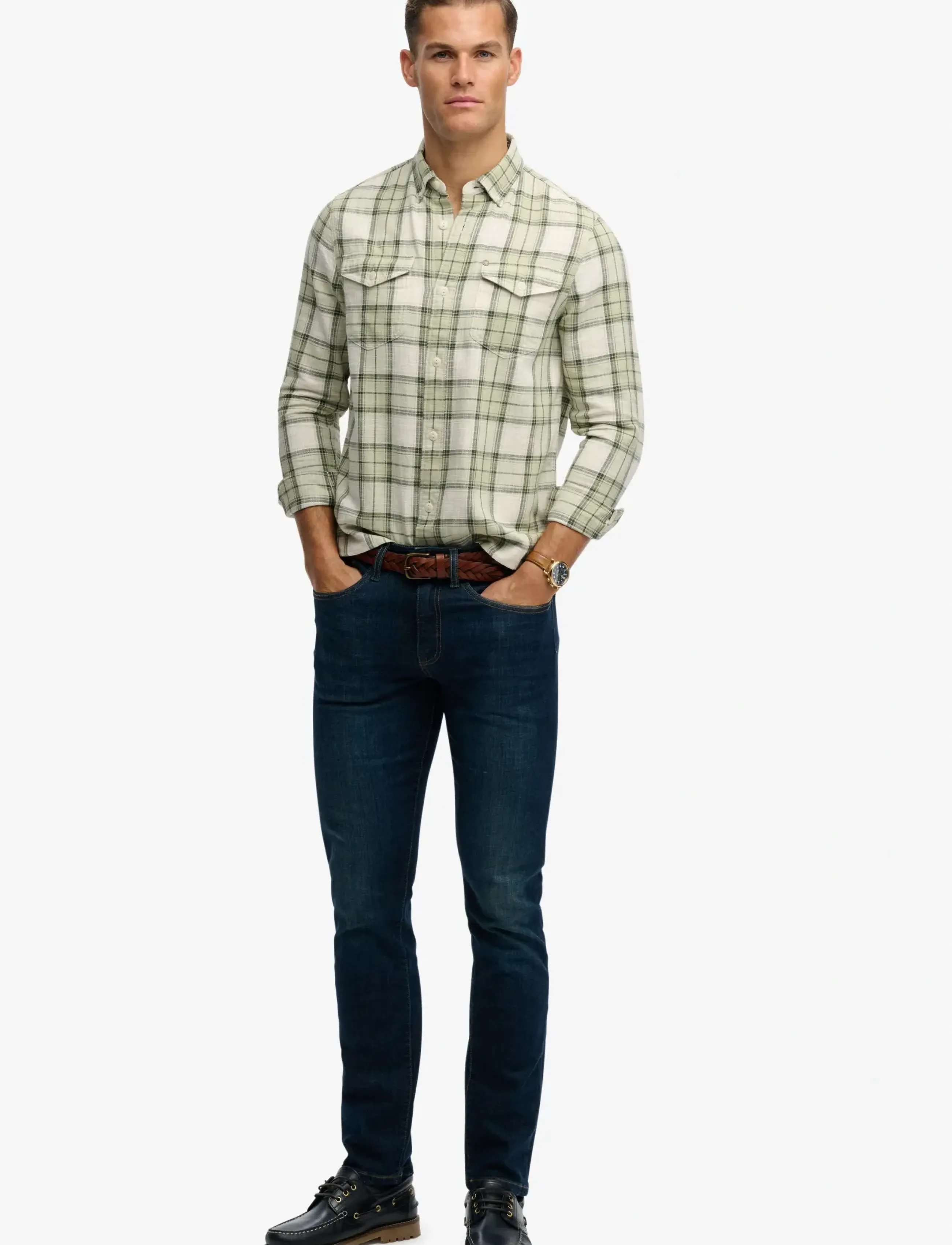 Superdry - MERCHANT LITE CHECK SHIRT - casual skjorter - cedar check sage - 5