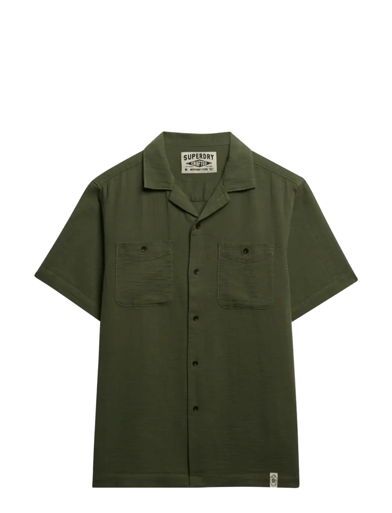 Superdry MERCHANT TEXTURED S/S SHIRT - Särgid - BEETLE GREEN / khaki/green