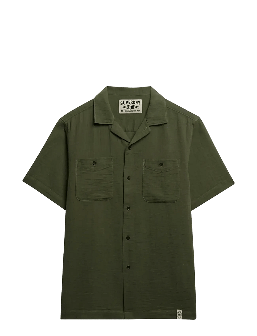 Superdry - MERCHANT TEXTURED S/S SHIRT - short-sleeved shirts - beetle green - 1