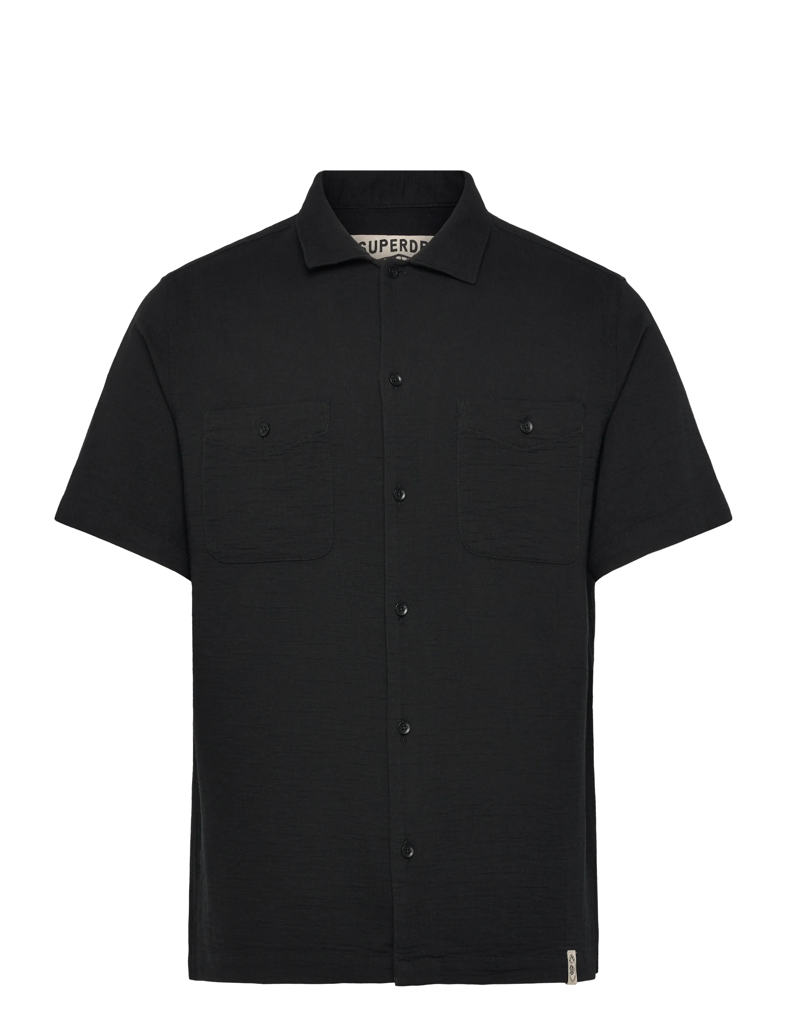 Superdry MERCHANT TEXTURED S/S SHIRT - Kläder - BLACK / black