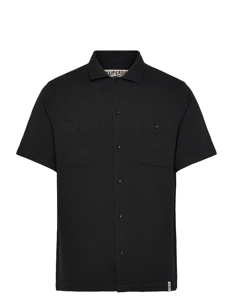 Superdry - MERCHANT TEXTURED S/S SHIRT - short-sleeved shirts - black - 1