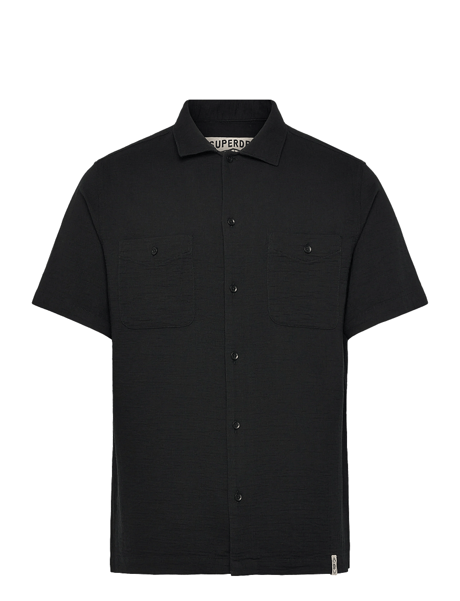 Superdry - MERCHANT TEXTURED S/S SHIRT - short-sleeved shirts - black - 1