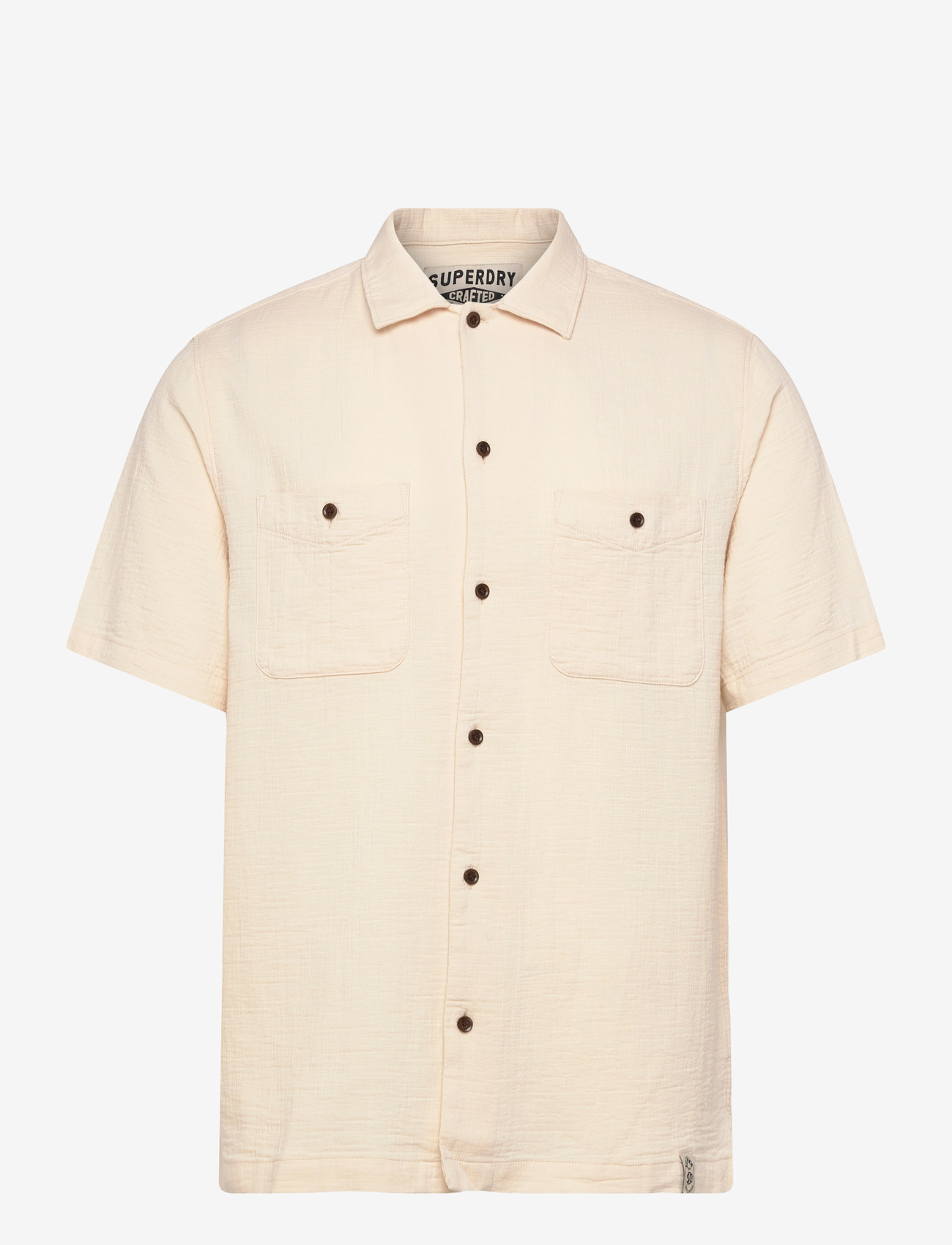 Superdry - MERCHANT TEXTURED S/S SHIRT - lühikeste varrukatega särgid - oatmeal beige - 1