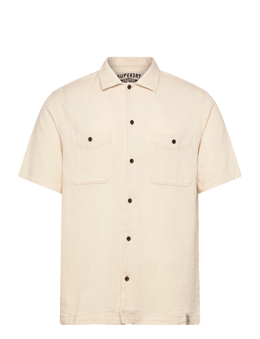 Superdry - MERCHANT TEXTURED S/S SHIRT - short-sleeved shirts - oatmeal beige - 1