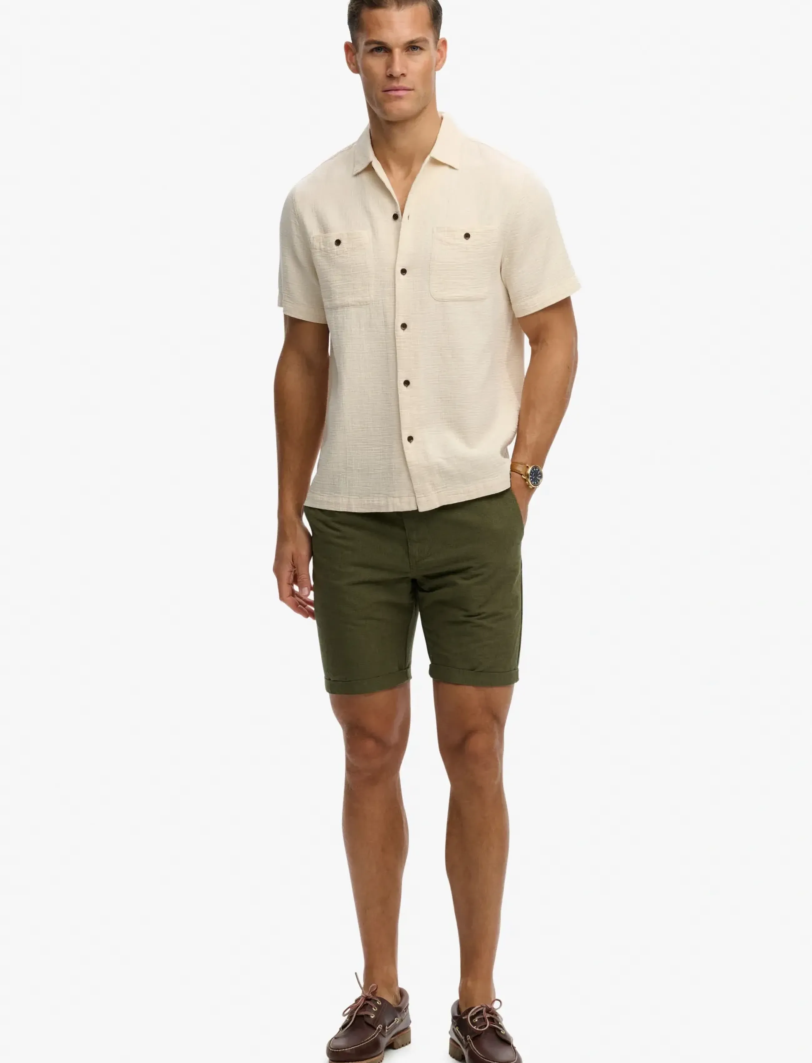 Superdry - MERCHANT TEXTURED S/S SHIRT - lühikeste varrukatega särgid - oatmeal beige - 5