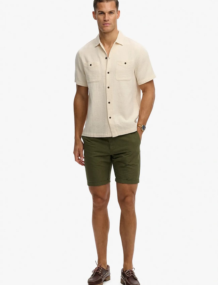 Superdry - MERCHANT TEXTURED S/S SHIRT - short-sleeved shirts - oatmeal beige - 5