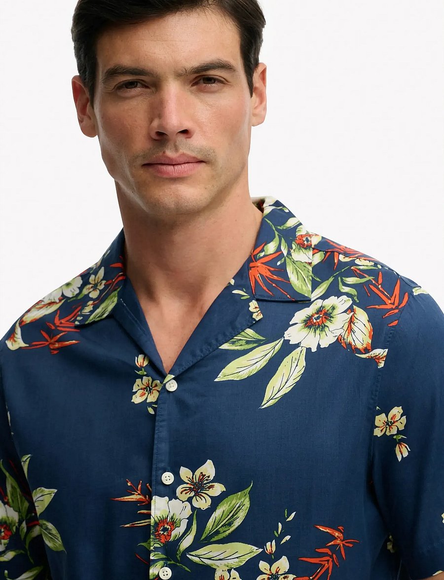 Superdry - HAWAIIAN PRINT S/S SHIRT - kurzarmhemden - cabana navy - 3
