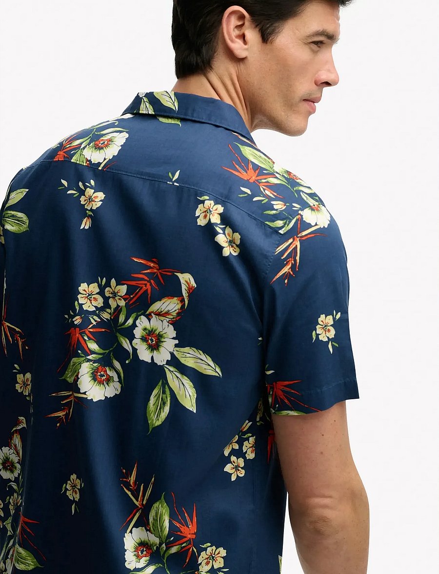 Superdry - HAWAIIAN PRINT S/S SHIRT - kurzarmhemden - cabana navy - 4