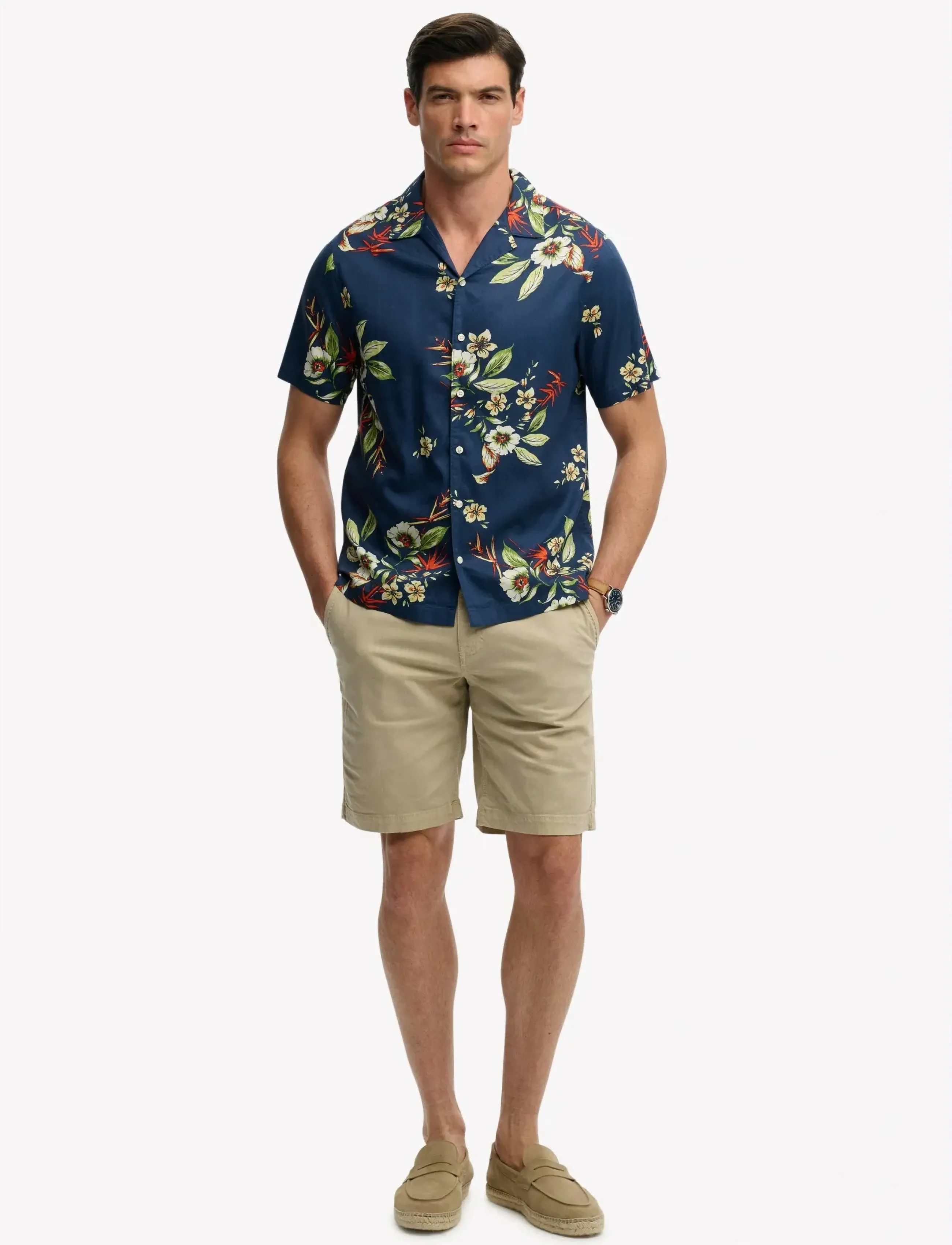 Superdry - HAWAIIAN PRINT S/S SHIRT - lühikeste varrukatega särgid - cabana navy - 5