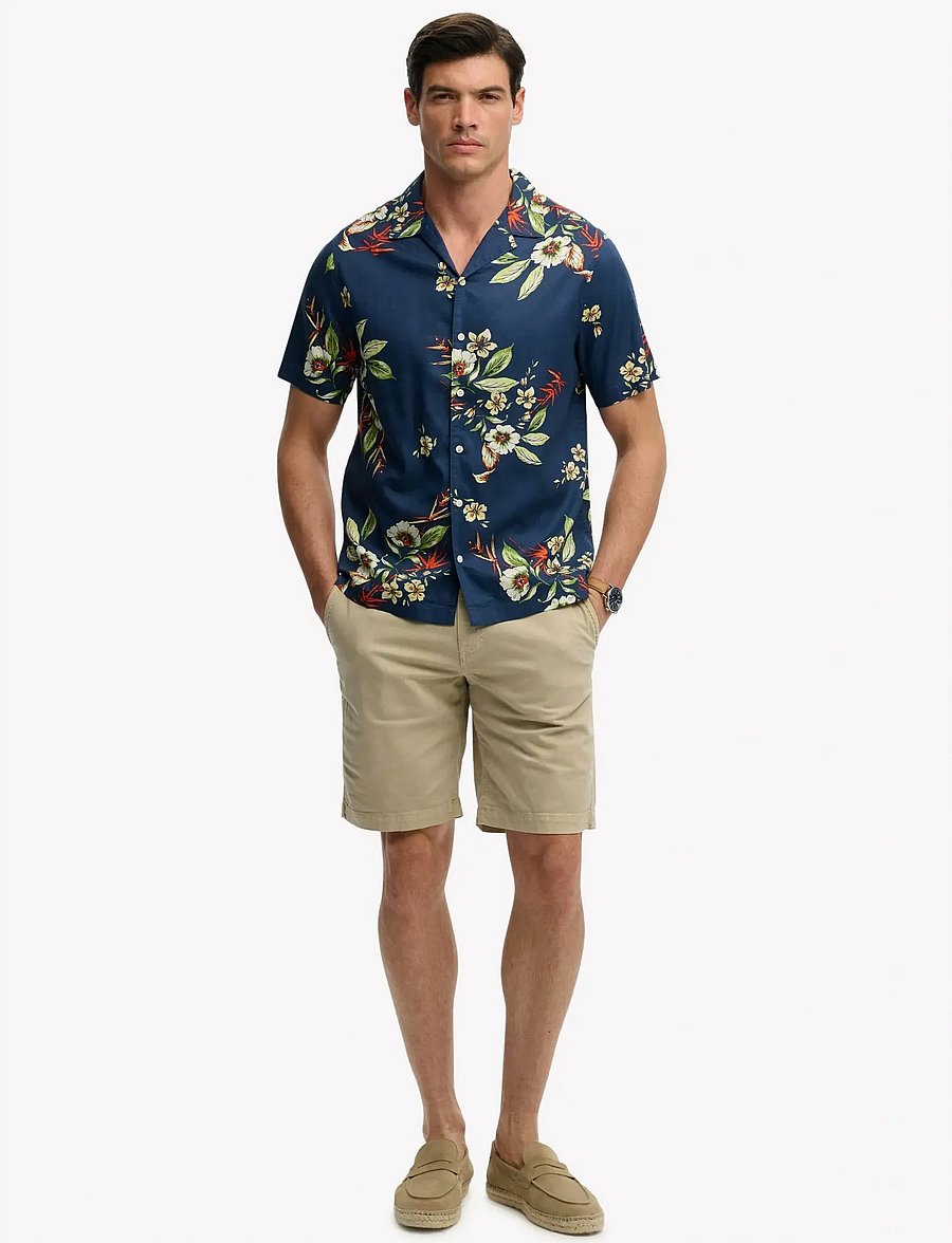 Superdry - HAWAIIAN PRINT S/S SHIRT - kurzarmhemden - cabana navy - 5