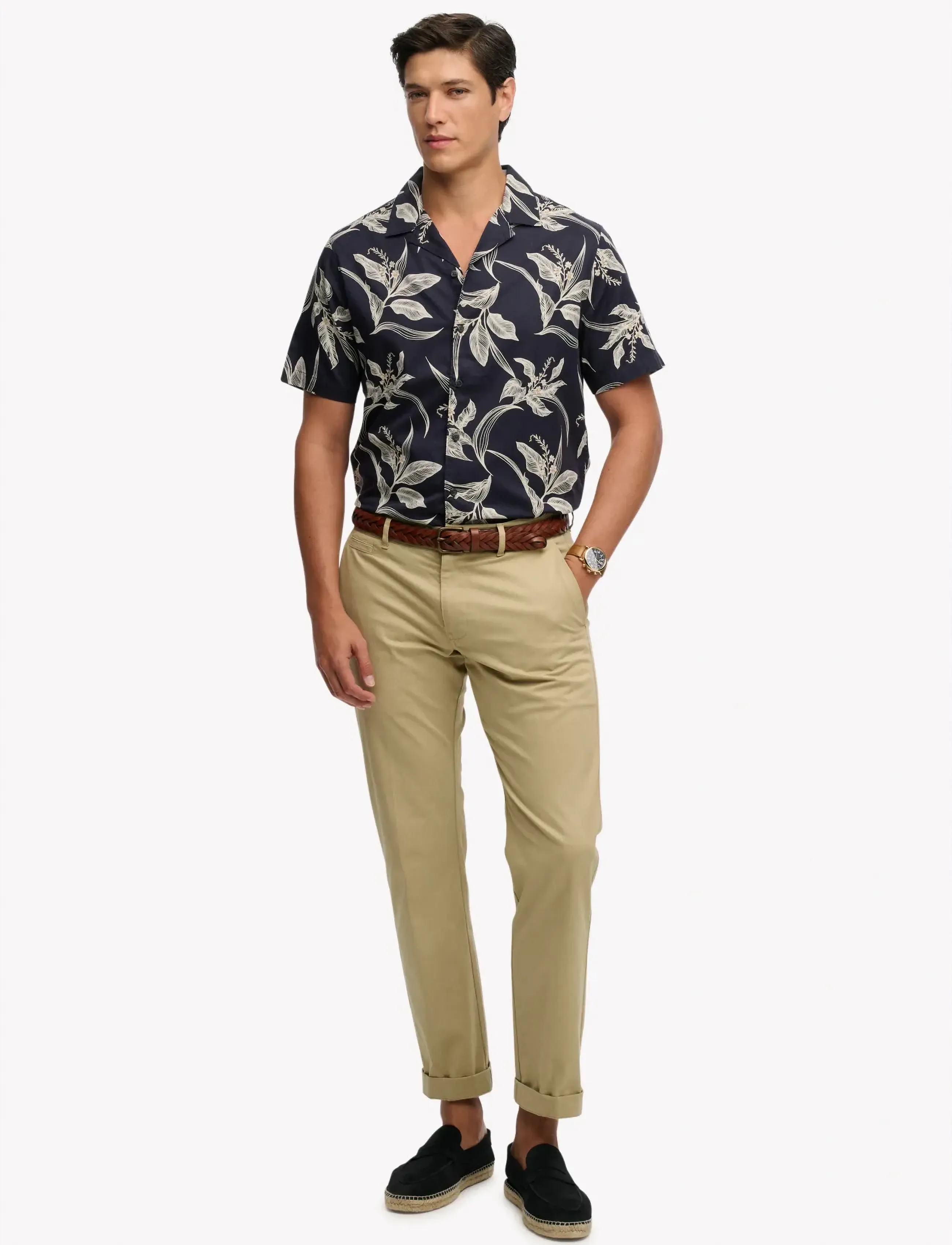 Superdry - HAWAIIAN PRINT S/S SHIRT - lühikeste varrukatega särgid - canna leaves navy - 5