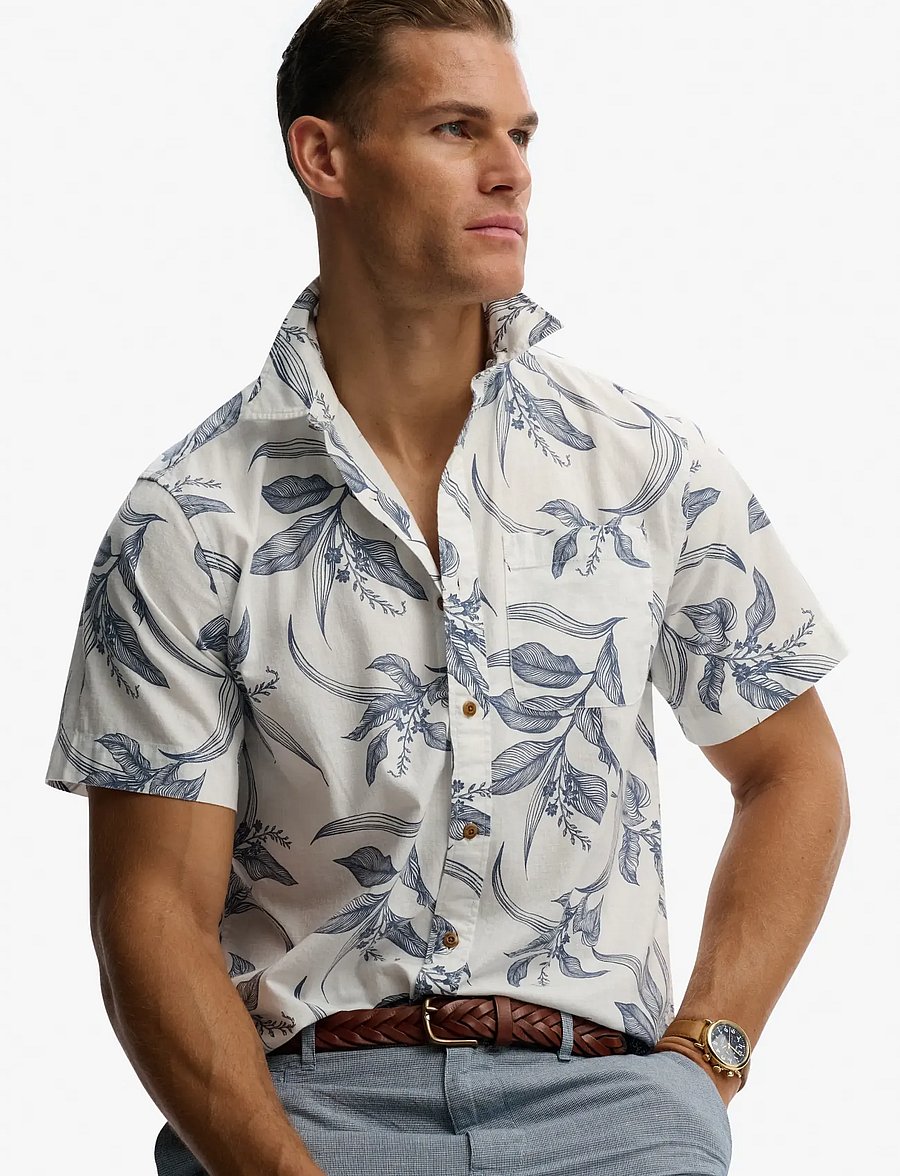 Superdry - VINTAGE LOOM S/S SHIRT - kurzarmhemden - canna leaves china blue - 4