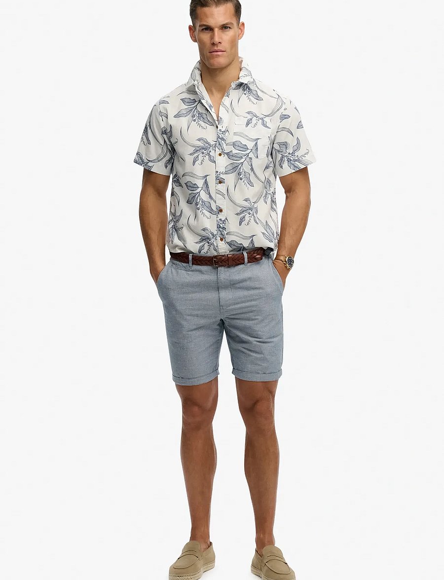 Superdry - VINTAGE LOOM S/S SHIRT - kurzarmhemden - canna leaves china blue - 5