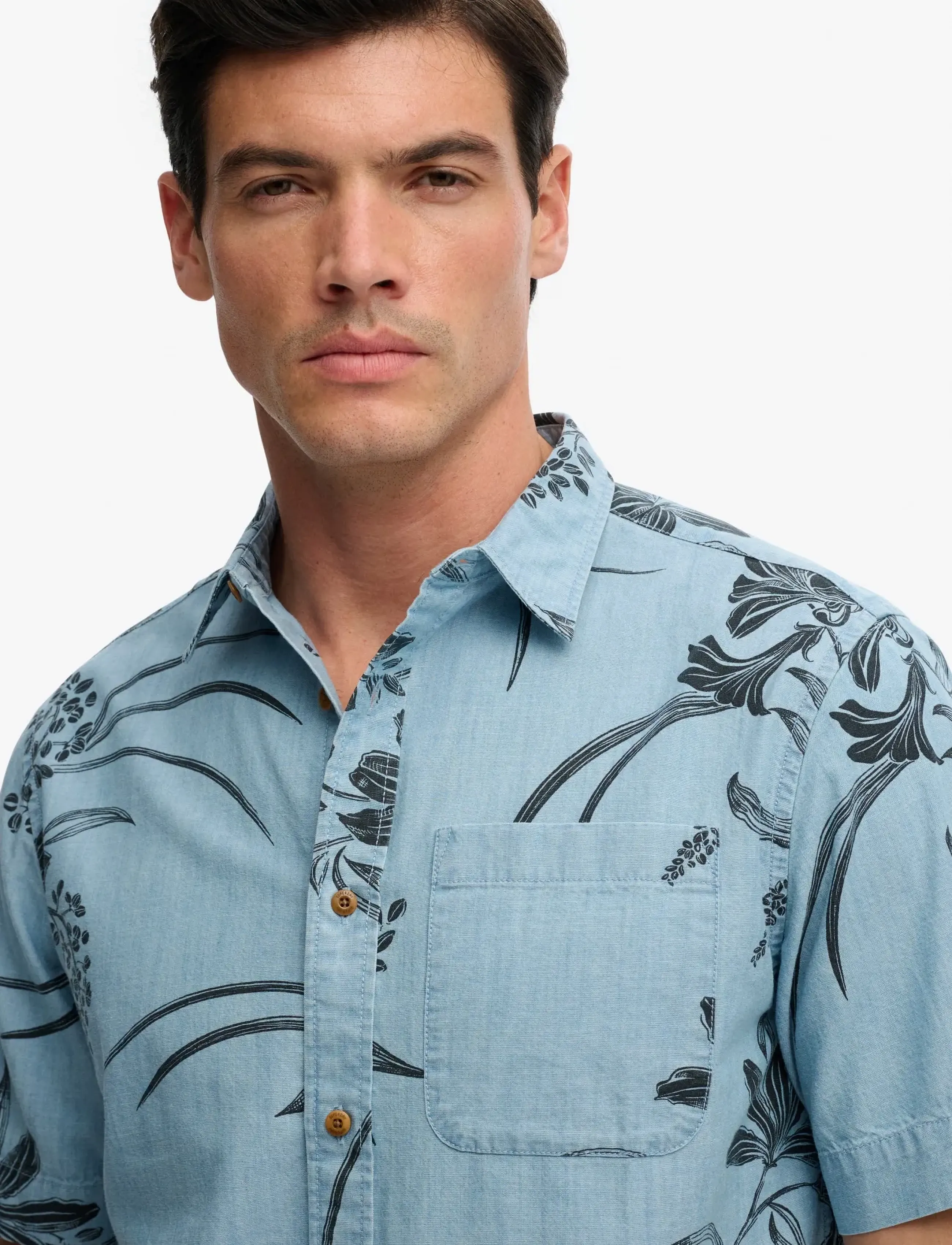 Superdry - VINTAGE LOOM S/S SHIRT - kurzarmhemden - mid wash blue hawaiian - 2