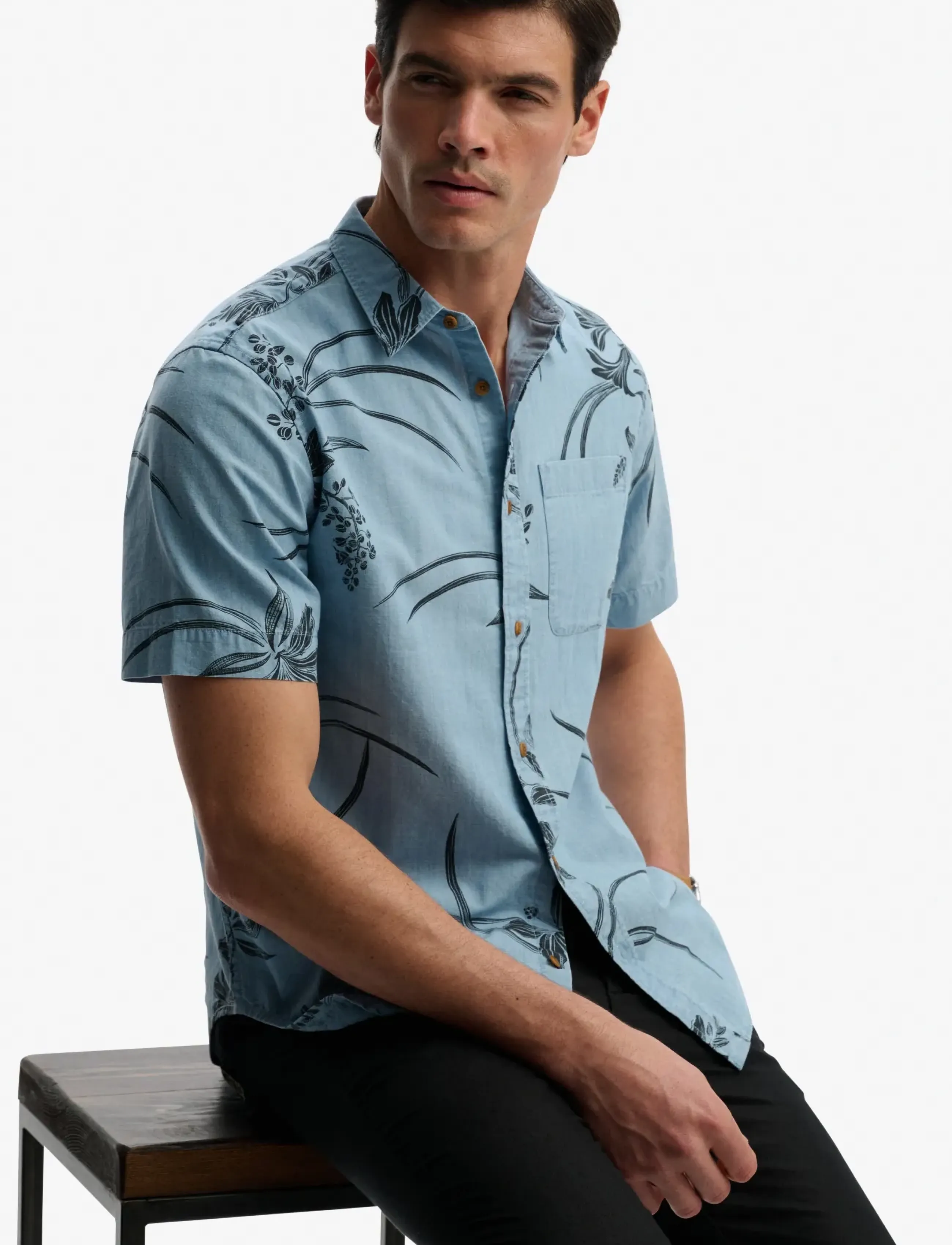 Superdry - VINTAGE LOOM S/S SHIRT - kurzarmhemden - mid wash blue hawaiian - 3