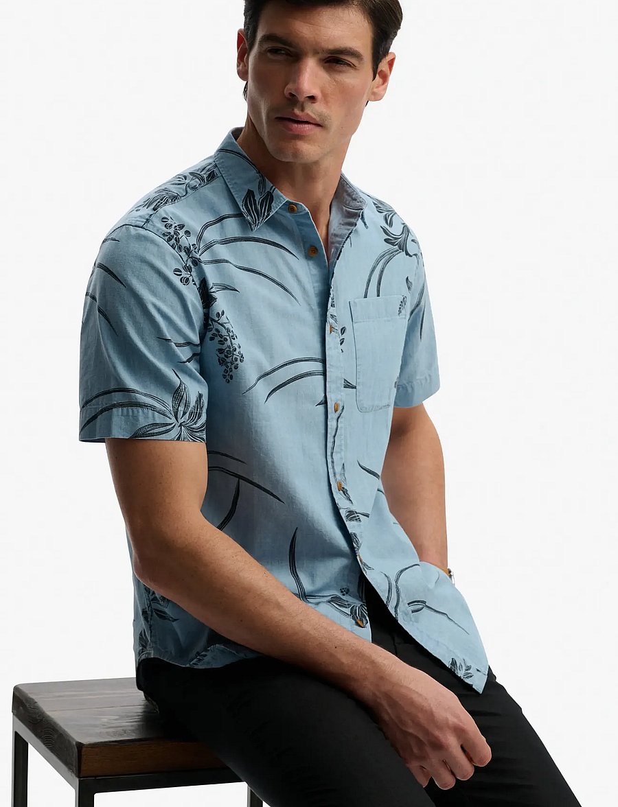 Superdry - VINTAGE LOOM S/S SHIRT - kurzarmhemden - mid wash blue hawaiian - 3