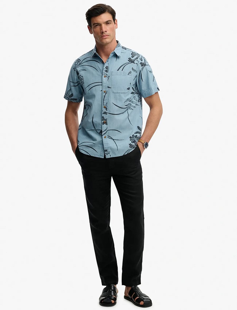 Superdry - VINTAGE LOOM S/S SHIRT - kurzarmhemden - mid wash blue hawaiian - 4